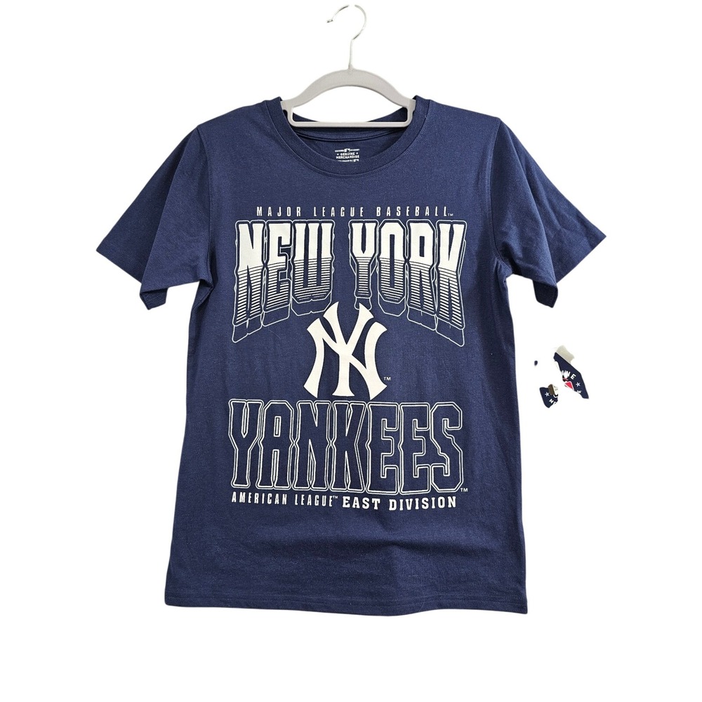 MLB New York Yankees T-Shirt Kids L 12/14 Navy Blue Graphic Short Sleeve Tee NEW
